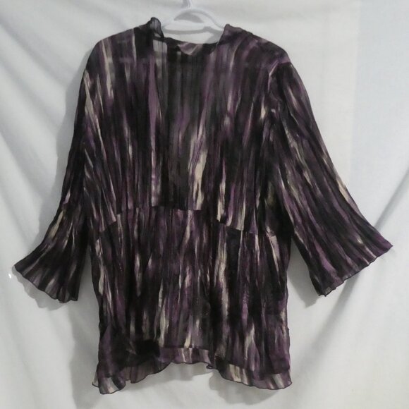 CONTEMPO by PENNINGTONS | size 20 | Sheer Mixed Purple Tie Front Cardigan - Picture 2 of 15